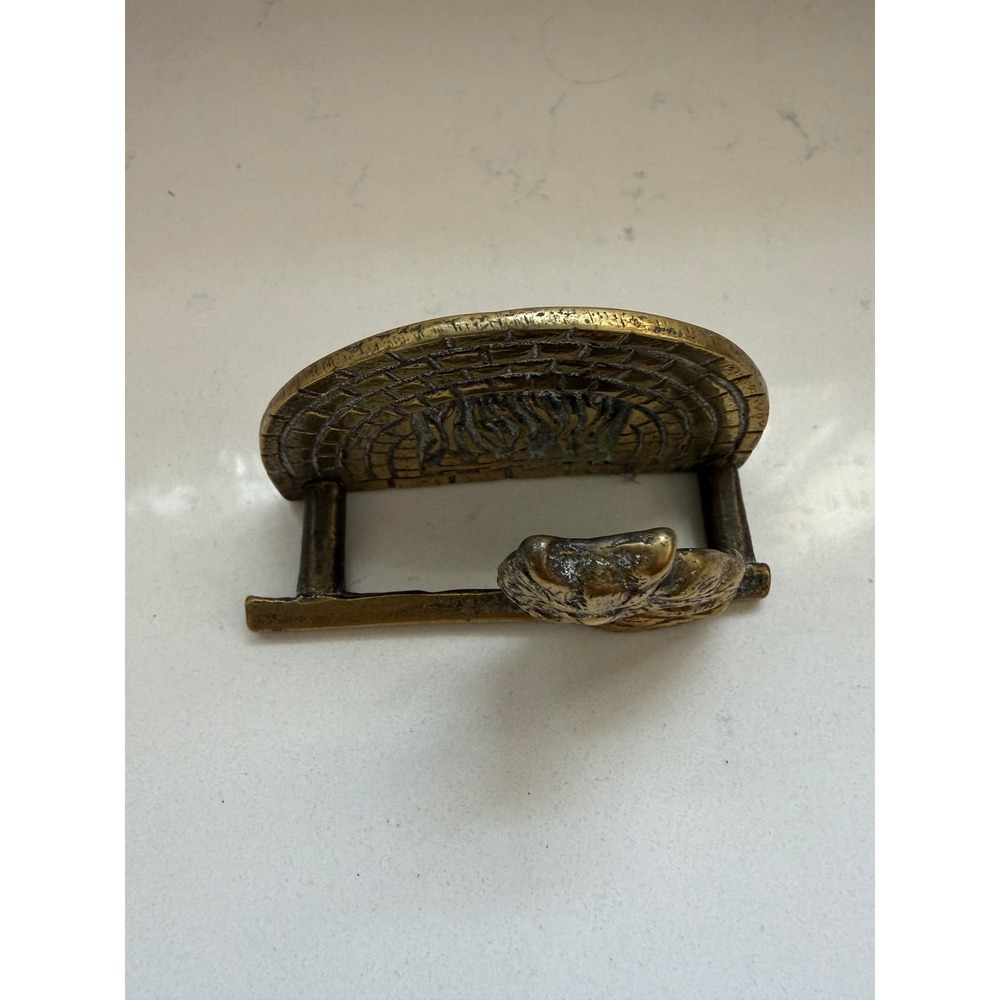 Vintage Brass Cat Letter Holder Napkin Stand Fireplace Feline Desk Decor - Picture 2 of 4
